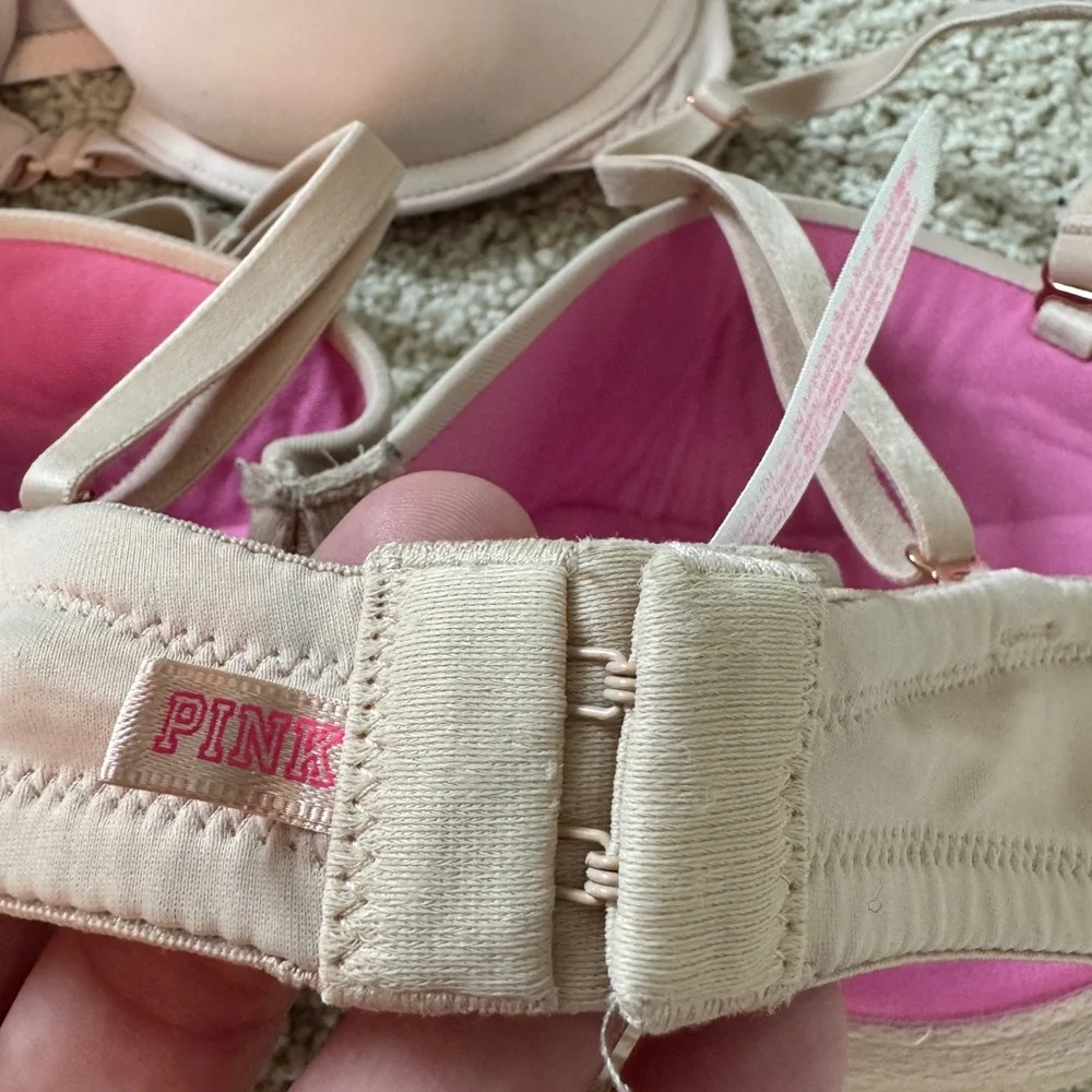 Lot of 3 Pink Victoria Secret Bras 34 c blue nude tan push up - Picture 8 of 12